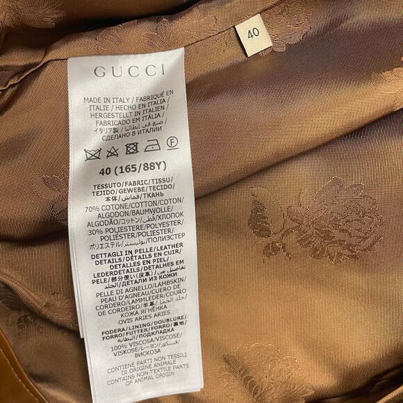 NWT Gucci GG Canvas Jacket Leather Trim Neutral Brown Tan Womens 40 / US 4 - Picture 14 of 16